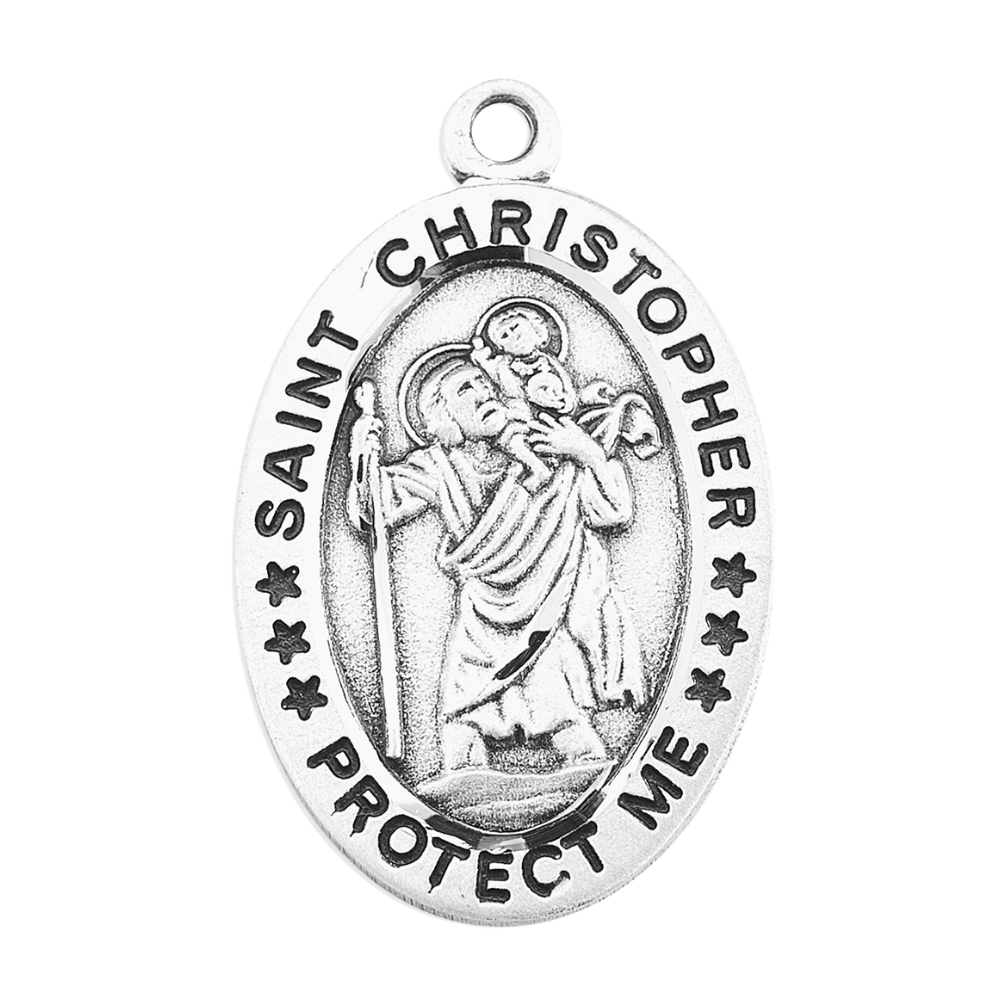 Saint Christopher Sterling Silver Female Tennis Athlete Medal Necklace - 18"