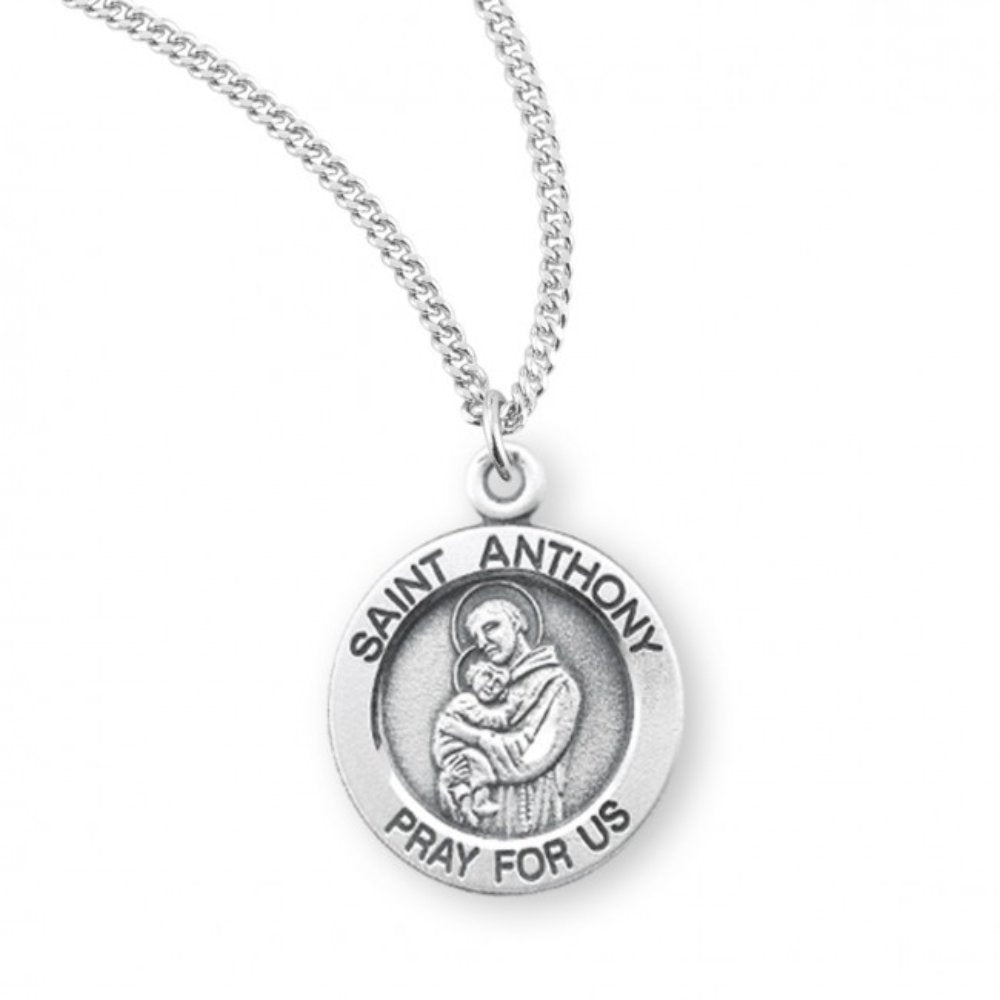 Saint Anthony Round Sterling Silver Medal, Catholic Gift, Made in USA