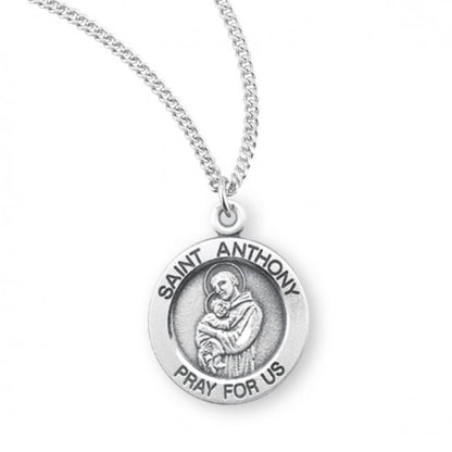 Saint Anthony Round Sterling Silver Medal, Catholic Gift, Made in USA