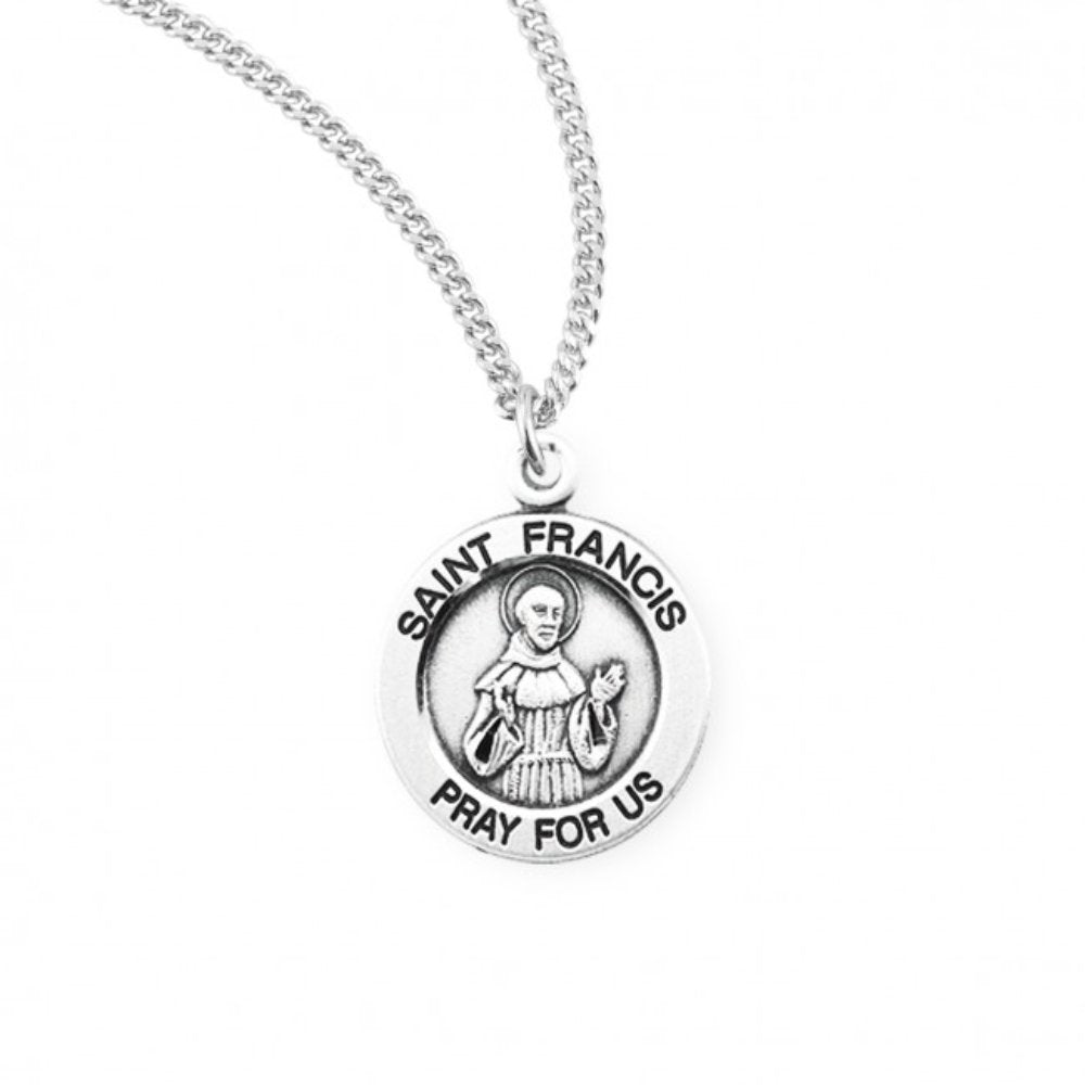 Saint Francis of Assisi Round Sterling Silver Medal, Catholic Gift, Made in USA