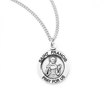 Saint Francis of Assisi Round Sterling Silver Medal, Catholic Gift, Made in USA