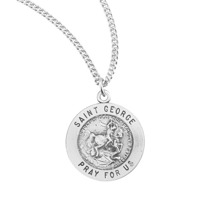 Patron Saint George Round Sterling Silver Medal, Catholic Gift, Made in USA
