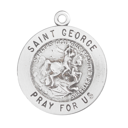 Saint George Sterling Silver Round Medal Pendant Necklace — 18" Chain