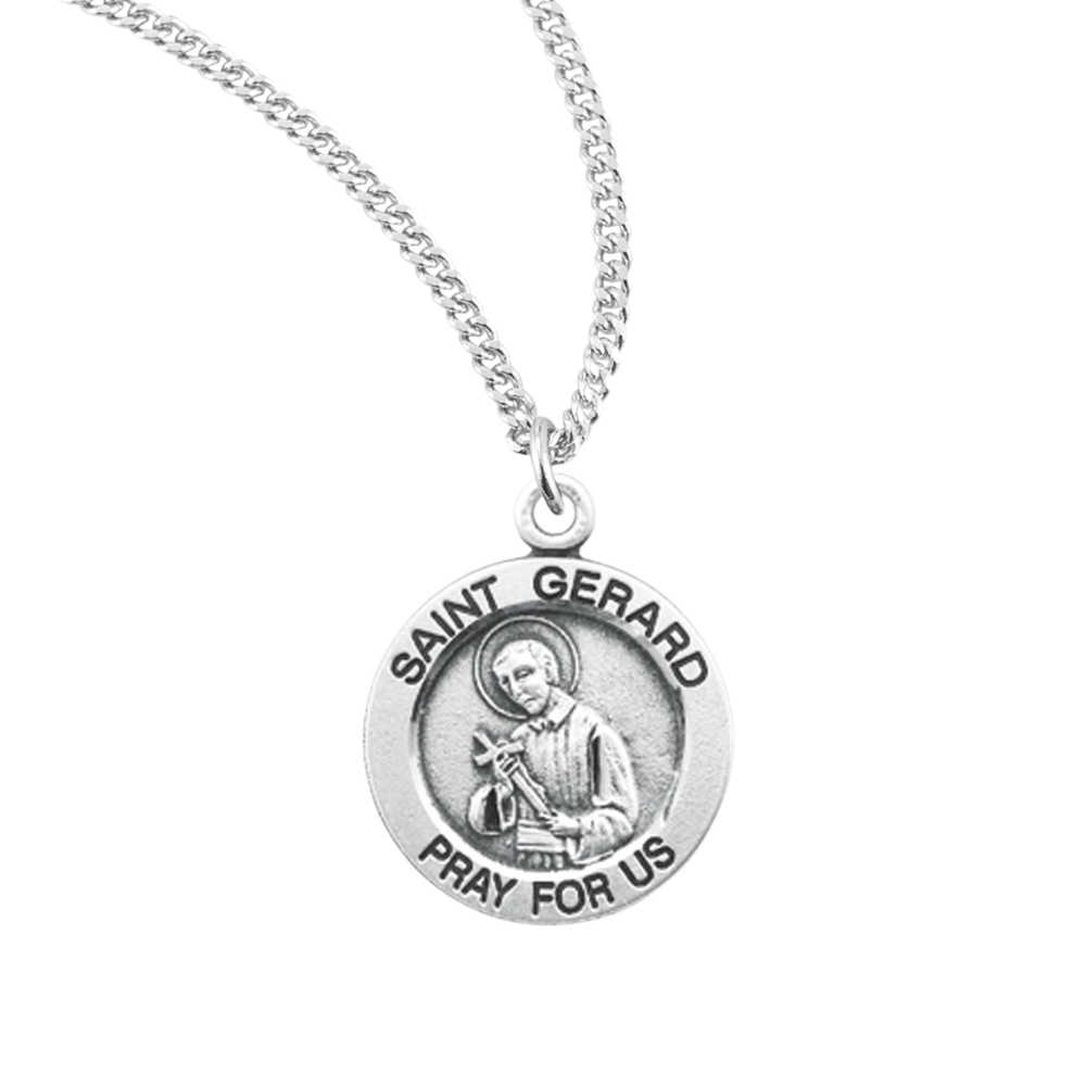 Patron Saint Gerard Round Sterling Silver Medal, Catholic Gift, Made in USA