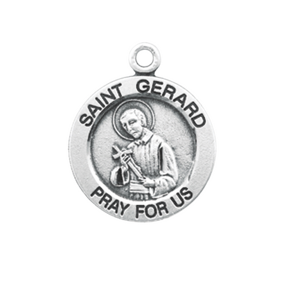 Saint Gerard Sterling Silver Round Medal Necklace — 18" Chain, Gift Box Included