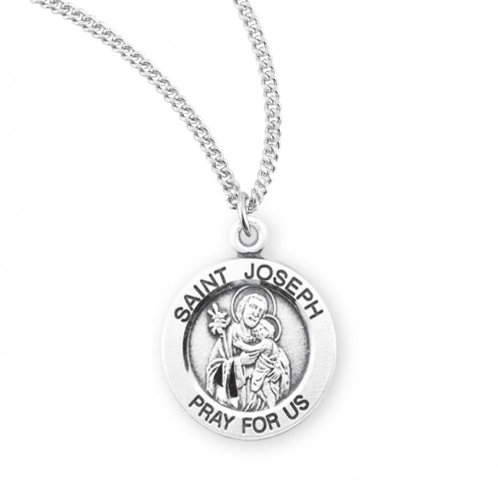 Saint Joseph Round Sterling Silver Medal, Catholic Gift, Made in USA
