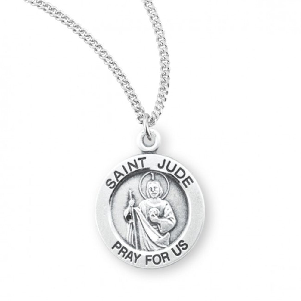 Saint Jude Round Sterling Silver Medal, Catholic Gift, Made in USA