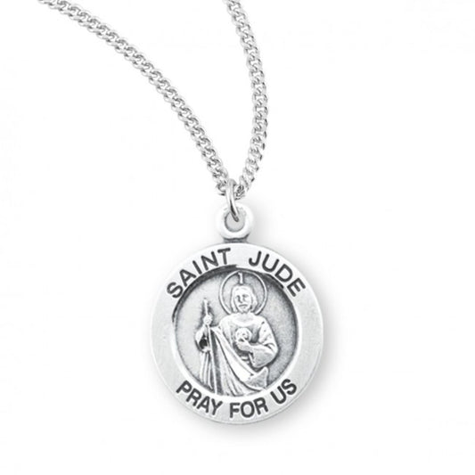 Saint Jude Round Sterling Silver Medal, Catholic Gift, Made in USA