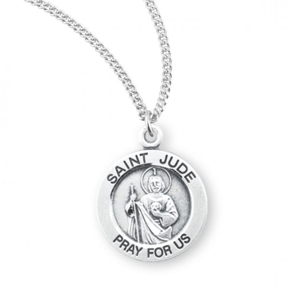 Saint Jude Round Sterling Silver Medal, Catholic Gift, Made in USA