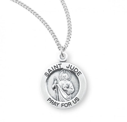 Saint Jude Round Sterling Silver Medal, Catholic Gift, Made in USA