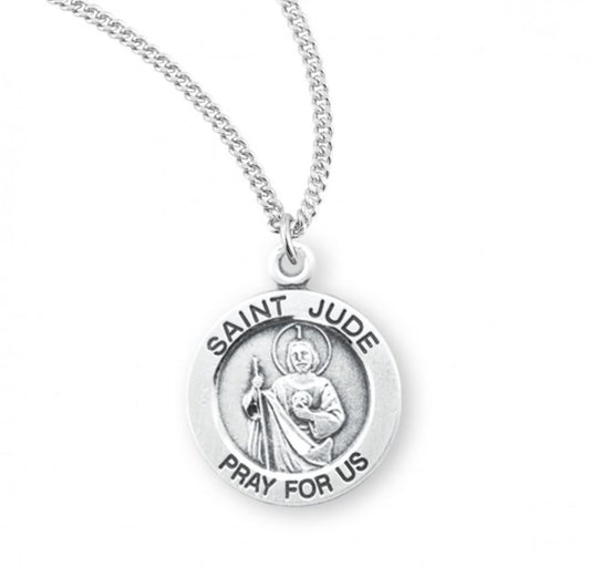 Saint Jude Round Sterling Silver Medal, Catholic Gift, Made in USA