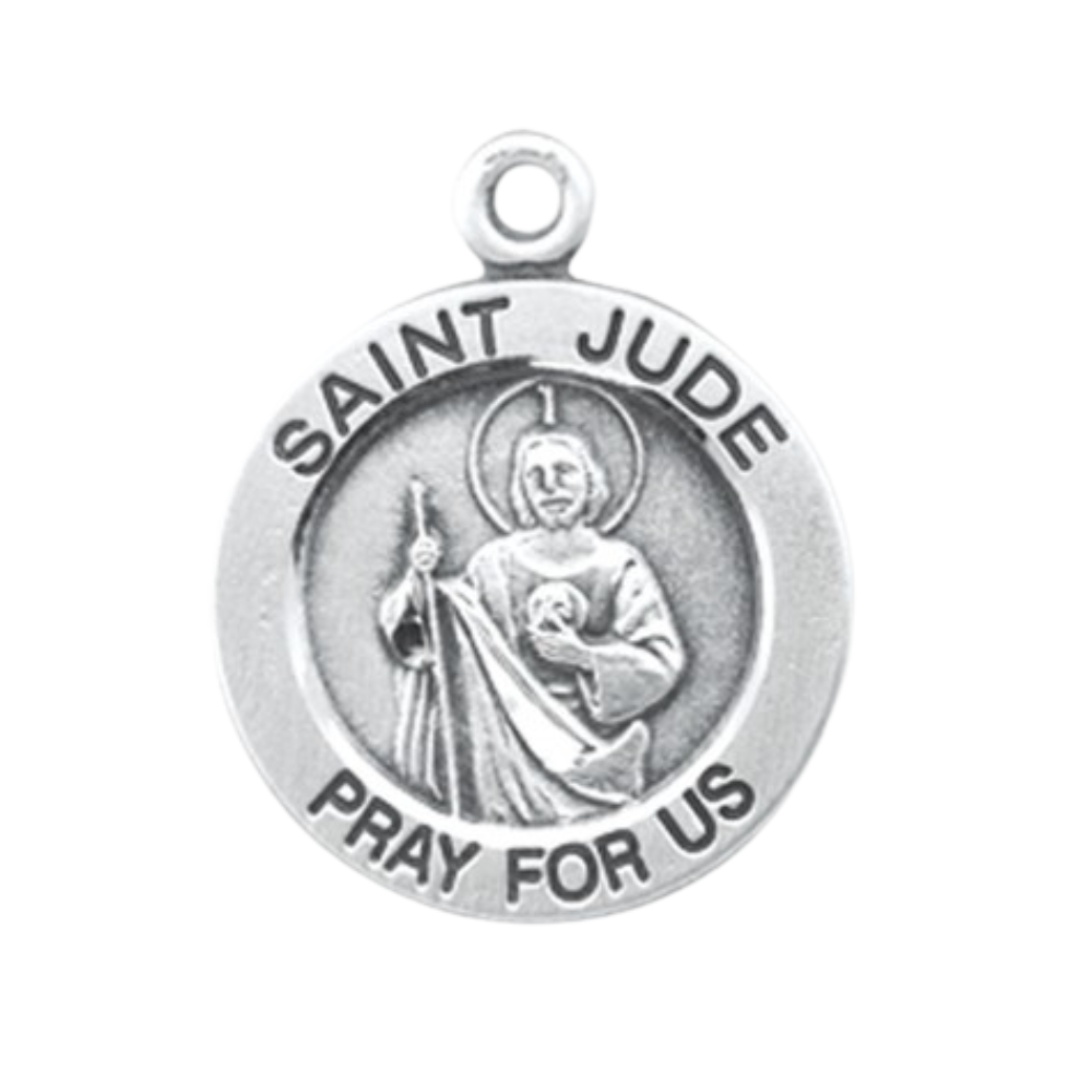 Saint Jude 16kt Gold Over Sterling Silver Round Medal — 18" Chain, Gift Box