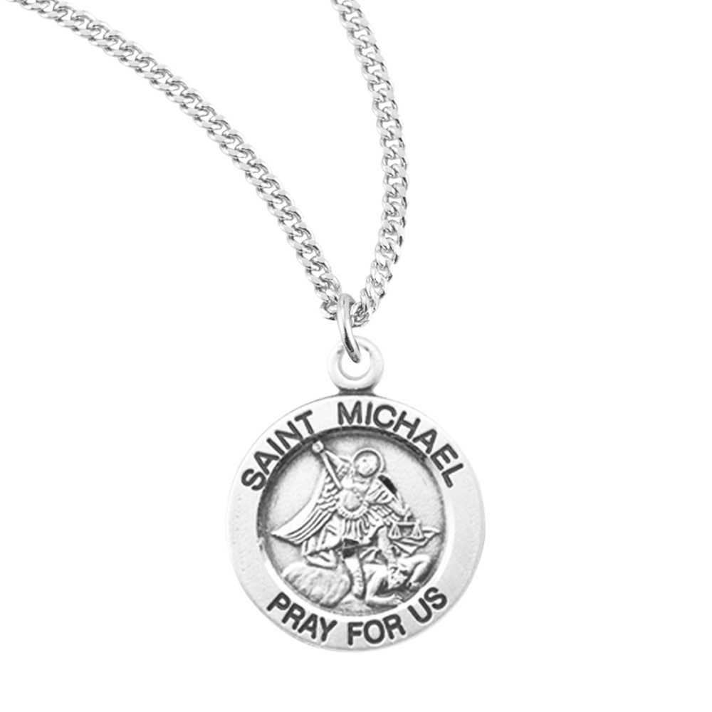 Patron Saint Michael Round Sterling Silver Medal, Catholic Gift, Made in USA