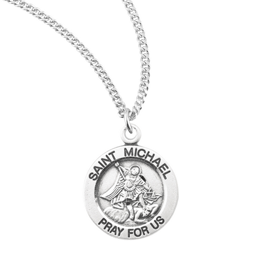 Patron Saint Michael Round Sterling Silver Medal, Catholic Gift, Made in USA