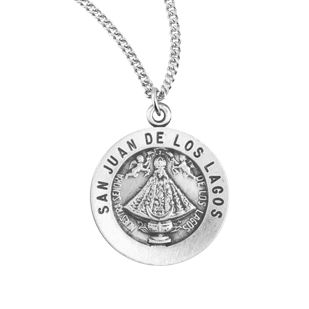 Sterling Silver 11/16" Round San Juan De Los Lagos Medal, Catholic Gift, Made in USA
