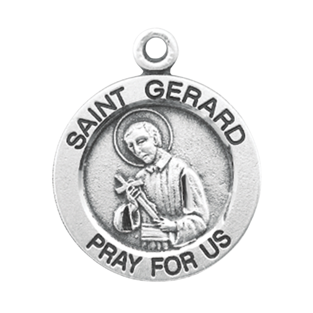 Saint Gerard Sterling Silver Medal Necklace — 18" Chain, Gift Box Included