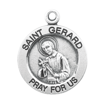 Saint Gerard Sterling Silver Medal Necklace — 18" Chain, Gift Box Included