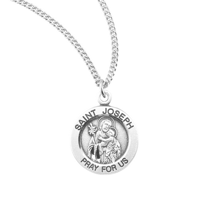 Patron Saint Joseph Round Sterling Silver Medal, Catholic Gift, Made in USA