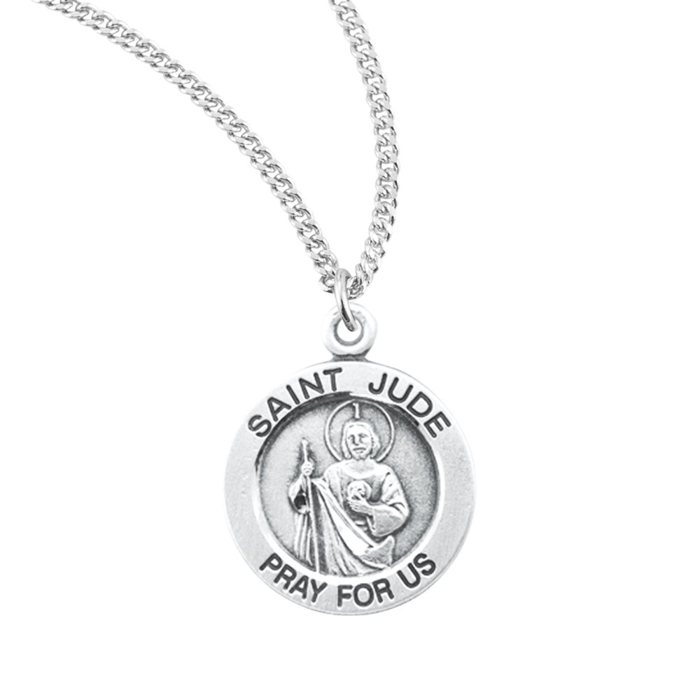 Patron Saint Jude Round Sterling Silver Medal, Catholic Gift, Made in USA
