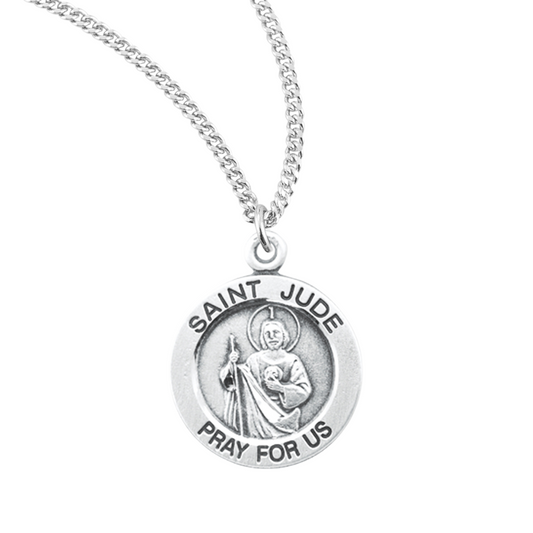 Patron Saint Jude Round Sterling Silver Medal, Catholic Gift, Made in USA