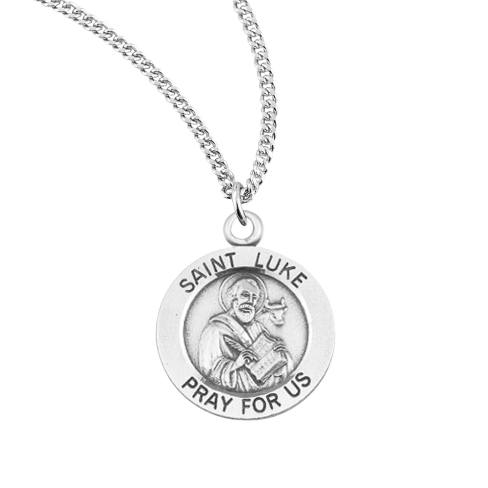 Patron Saint Luke Round Sterling Silver Medal, Catholic Gift, Made in USA