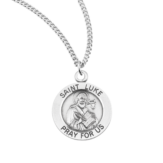 Patron Saint Luke Round Sterling Silver Medal, Catholic Gift, Made in USA