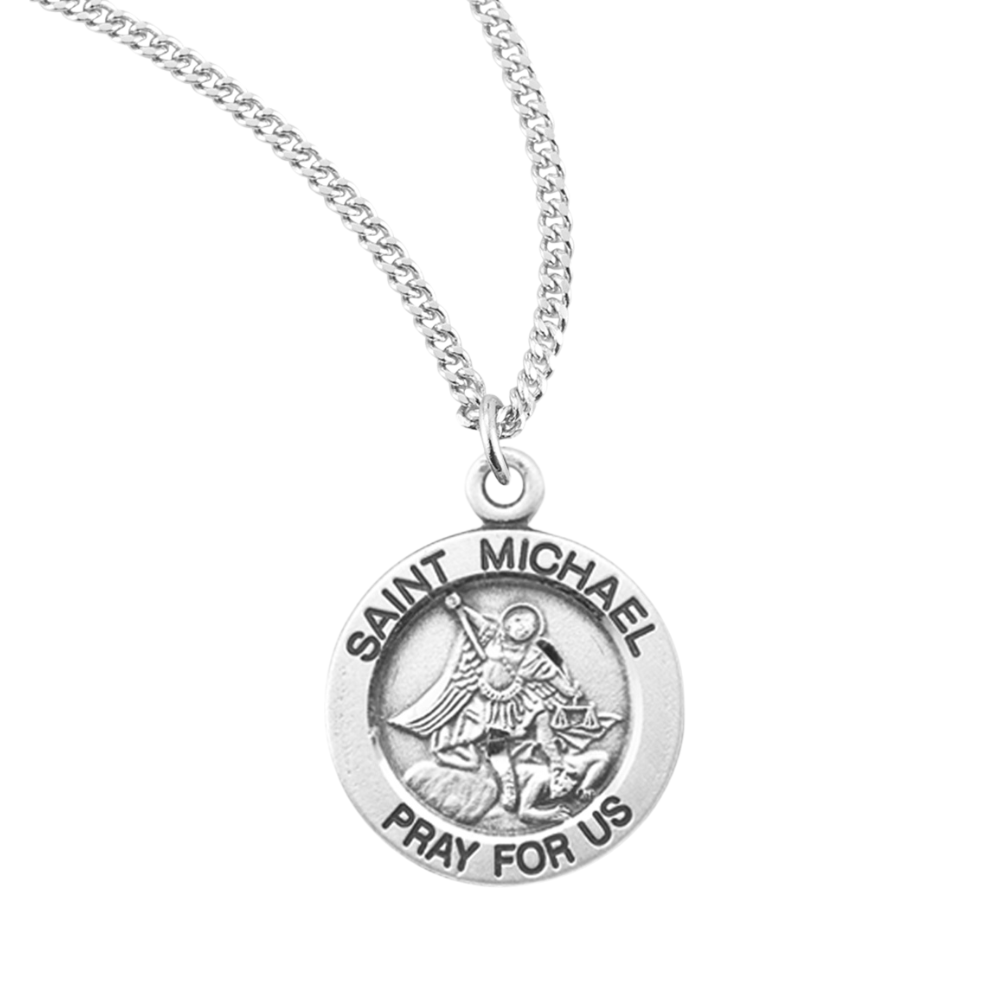 Patron Saint Michael Round Sterling Silver Medal, Catholic Gift, Made in USA