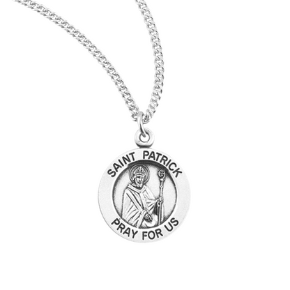 Patron Saint Patrick Round Sterling Silver Medal, Catholic Gift, Made in USA