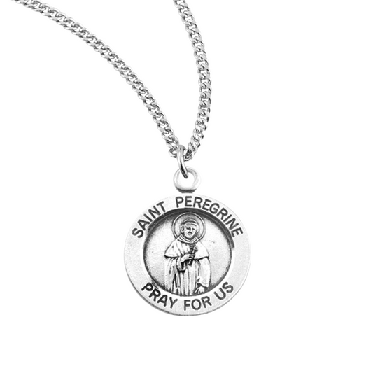 Patron Saint Peregrine Round Sterling Silver Medal, Catholic Gift, Made in USA