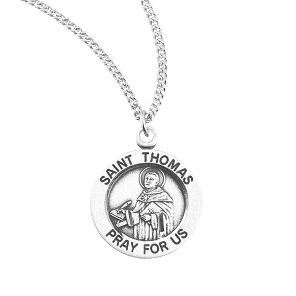Patron Saint Thomas Round Sterling Silver Medal, Catholic Gift, Made in USA