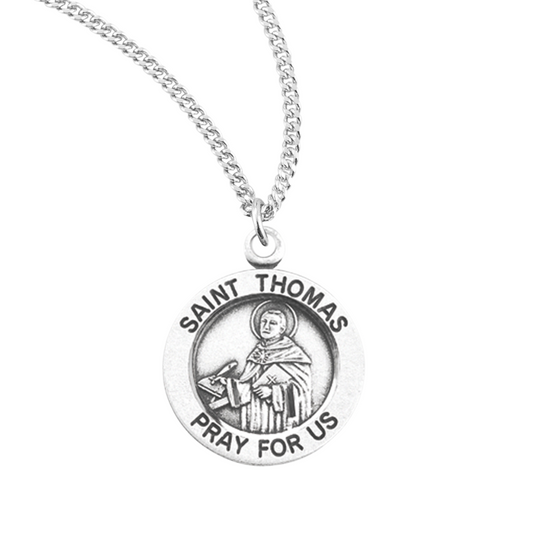 Patron Saint Thomas Round Sterling Silver Medal, Catholic Gift, Made in USA