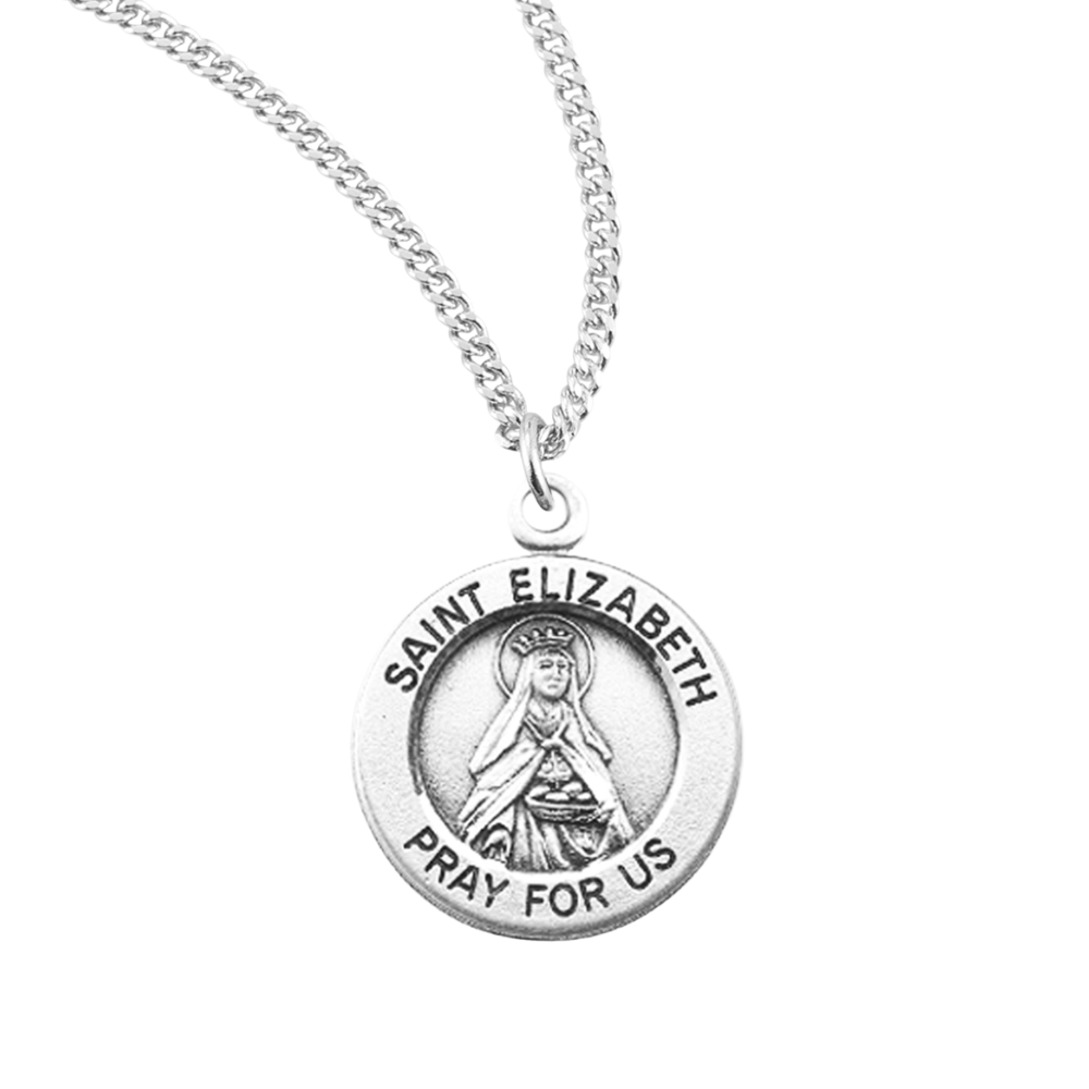 Patron Saint Elizabeth Round Sterling Silver Medal, Catholic Gift, Made in USA