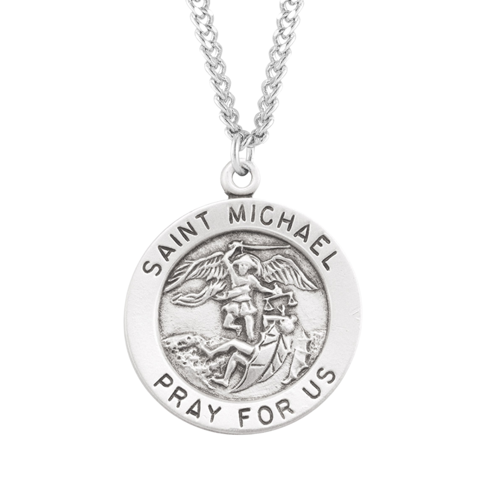 Sterling Silver St. Michael Round Medal, Catholic Gift, Made in USA