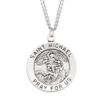 Sterling Silver St. Michael Round Medal, Catholic Gift, Made in USA
