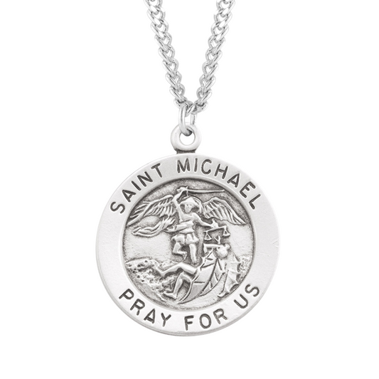 Sterling Silver St. Michael Round Medal, Catholic Gift, Made in USA