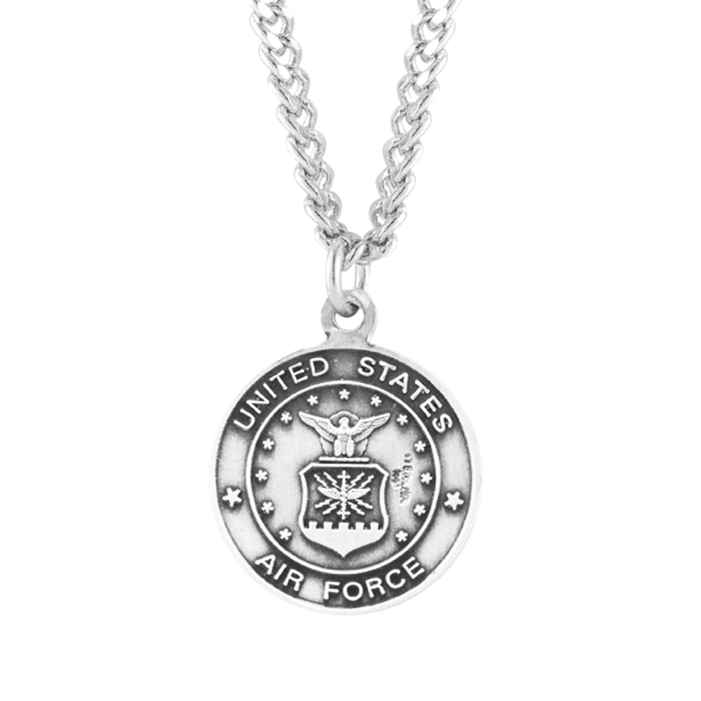 Sterling Silver Air Force Medal with St. Christopher on Reverse Side, Catholic Gift, Made in USA