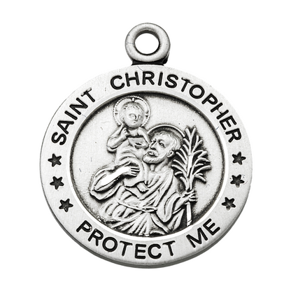 Saint Christopher Air Force Sterling Silver Medal — 24" Chain, Gift Box Included