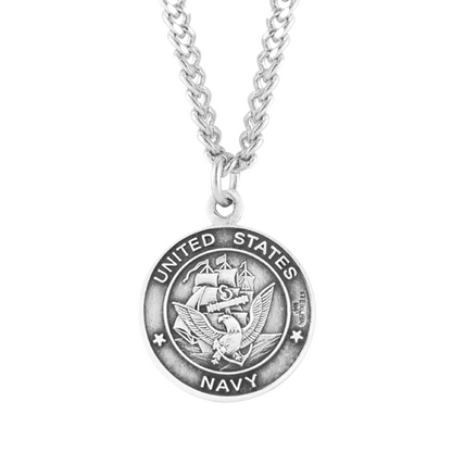 Sterling Silver Navy Medal with St. Christopher on Reverse Side, Catholic Gift, Made in USA