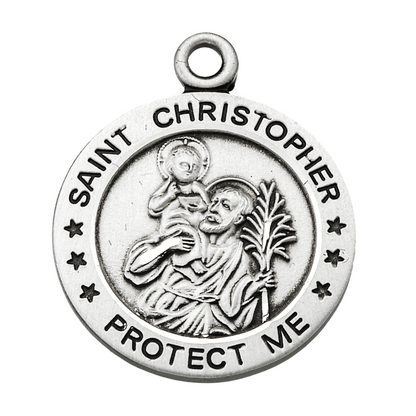 St. Christopher Coast Guard Sterling Silver Pendant — 24" Chain, Gift Box
