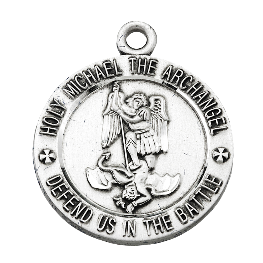 Saint Michael Sterling Silver Air Force Medal Necklace — 24" Chain, Gift Box