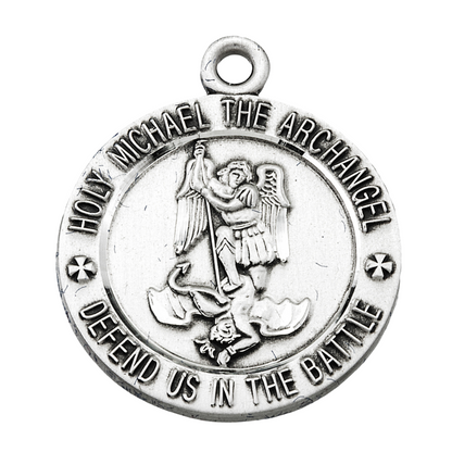 Saint Michael Sterling Silver Air Force Medal Necklace — 24" Chain, Gift Box