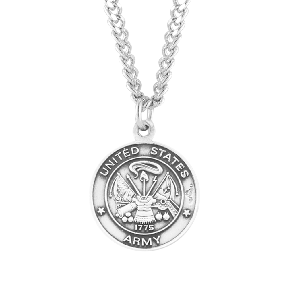 Sterling Silver Army Medal with St. Michael on Reverse Side, Catholic Gift, Made in USA