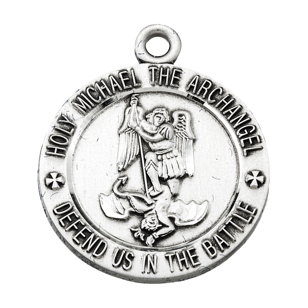 St. Michael Army Sterling Silver Medal Pendant — 24" Chain, Gift Box Included