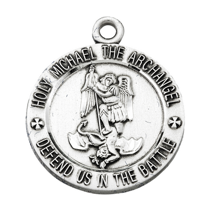 St. Michael Army Sterling Silver Medal Pendant — 24" Chain, Gift Box Included