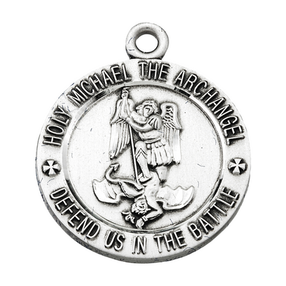 St. Michael Marines Sterling Silver Medal Pendant — 24" Chain, Gift Box