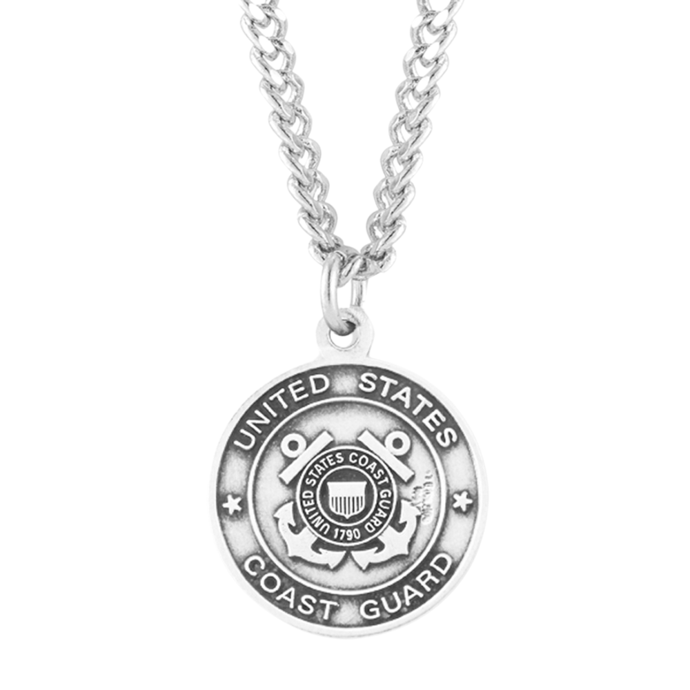 Sterling Silver Coast Guard Medal with St. Michael on Reverse Side, Catholic Gift, Made in USA