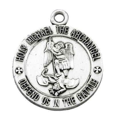 St. Michael Coast Guard Sterling Silver Medal Necklace — 24" Chain, Gift Box