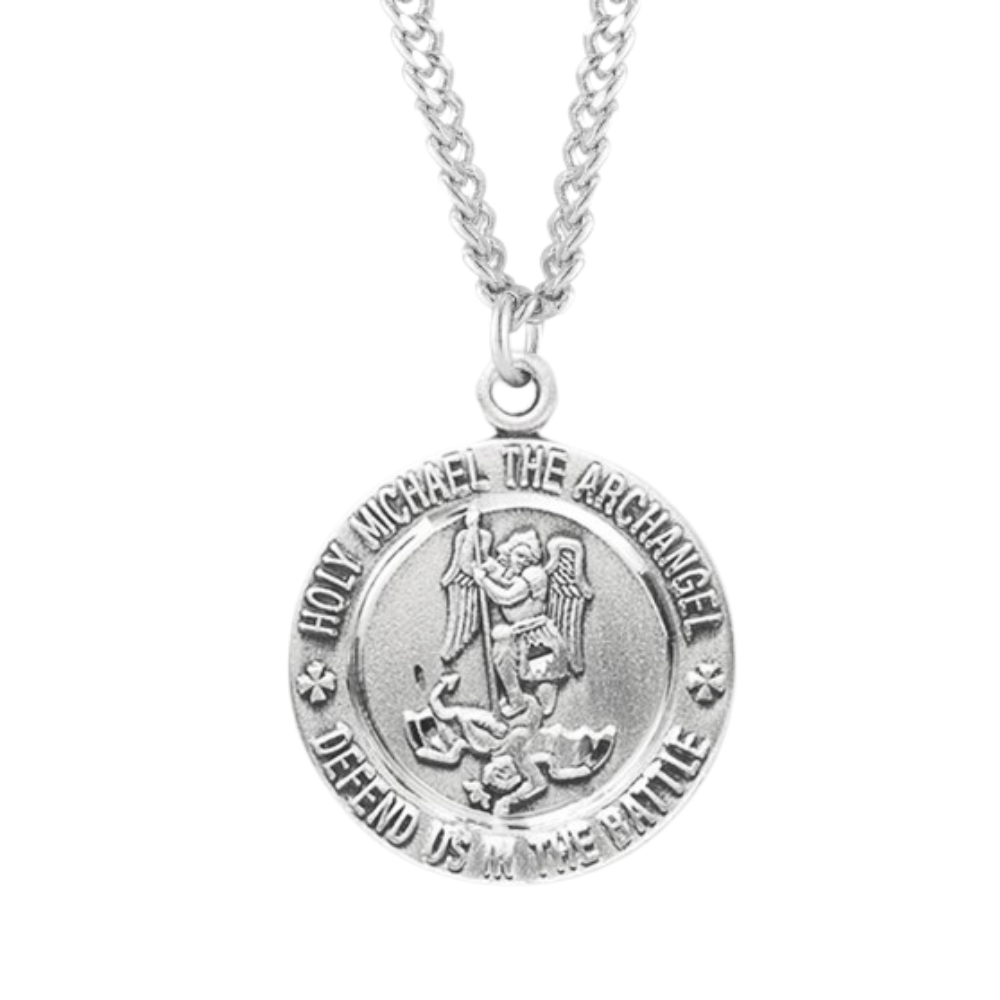 Sterling silver Round St. Michael EMT Medal, Catholic Gift, Made in USA
