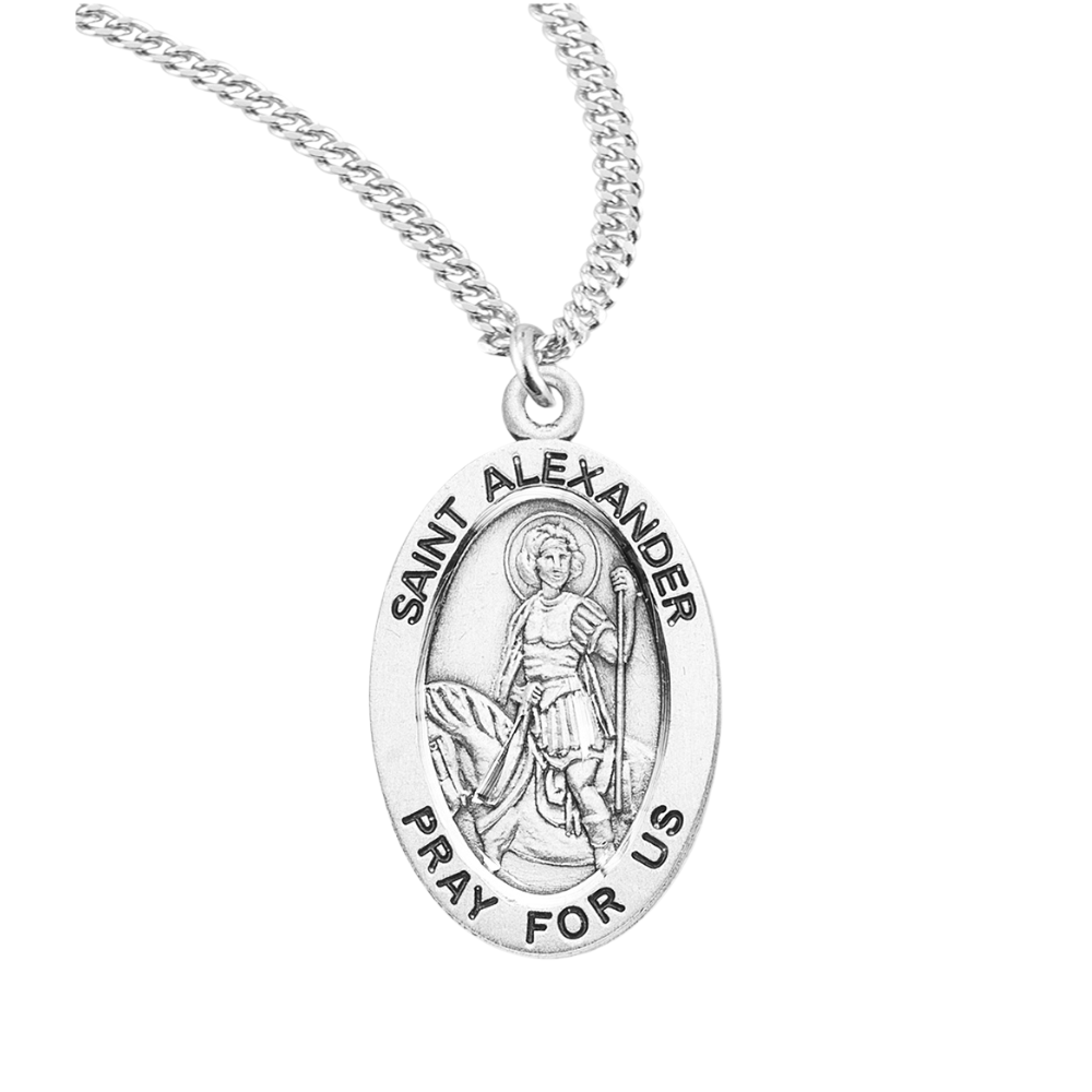 Sterling Oval St Alexander, Catholic Gift, Made in USA