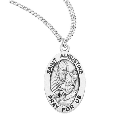 Sterling Oval St Augustine, Catholic Gift, Made in USA